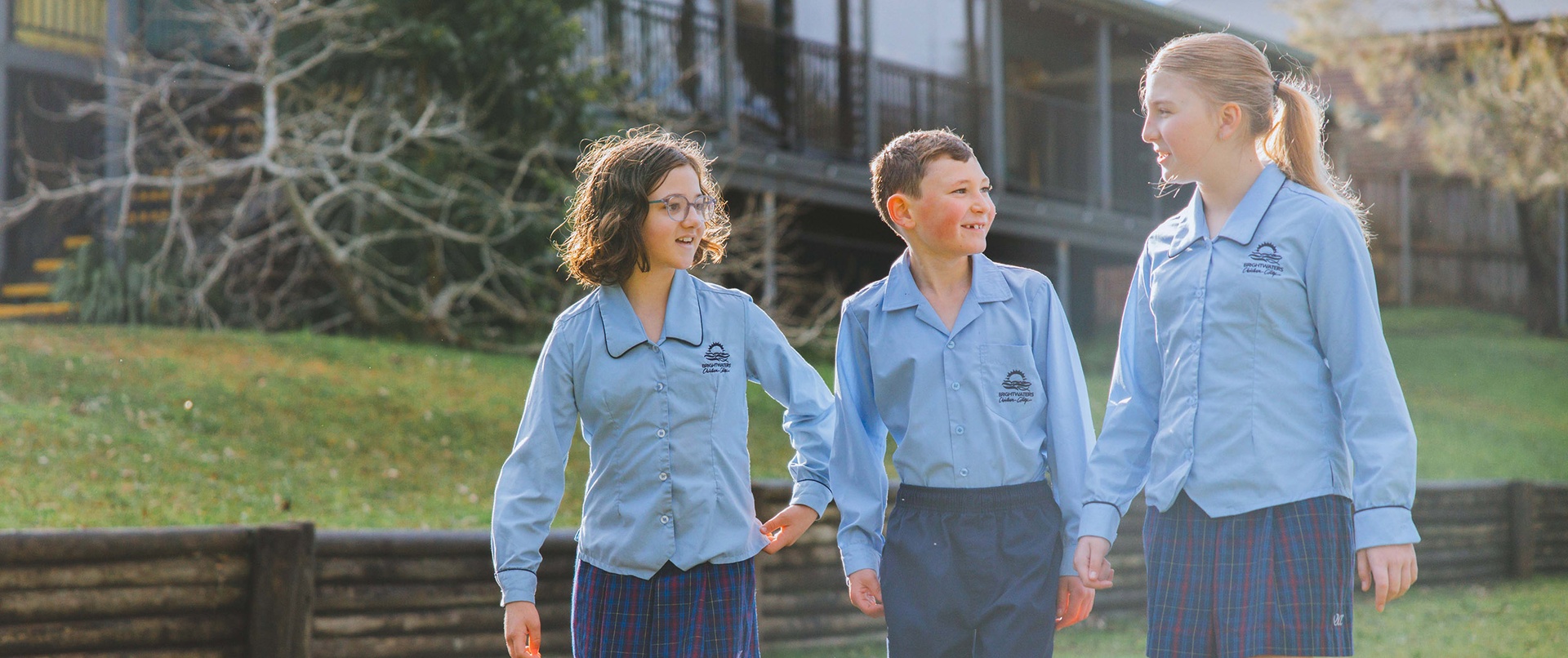 Brightwaters Christian College students on campus tour of school on waterfront
