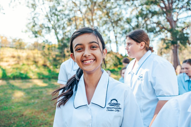 High school student smiling